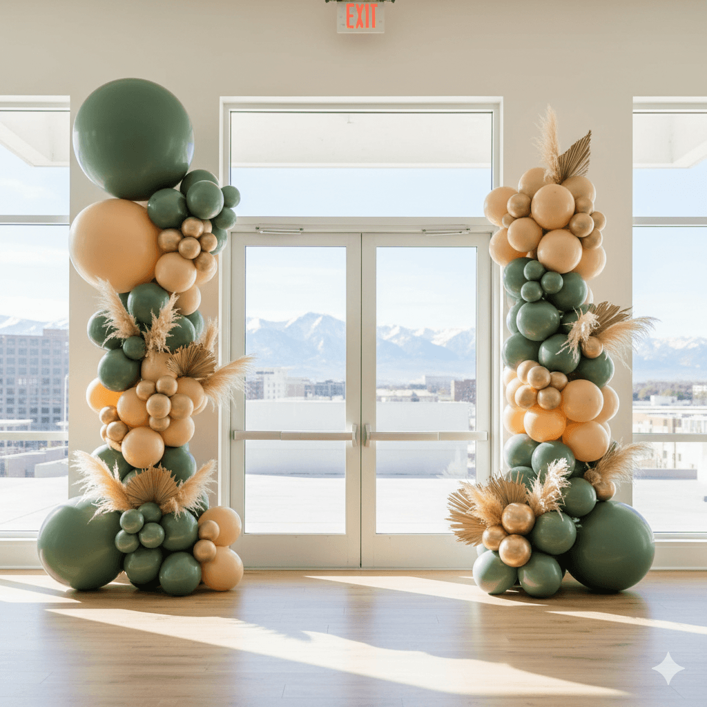 Balloon columns in Salt Lake City—elegant column decorations for entrances, stages, and aisles