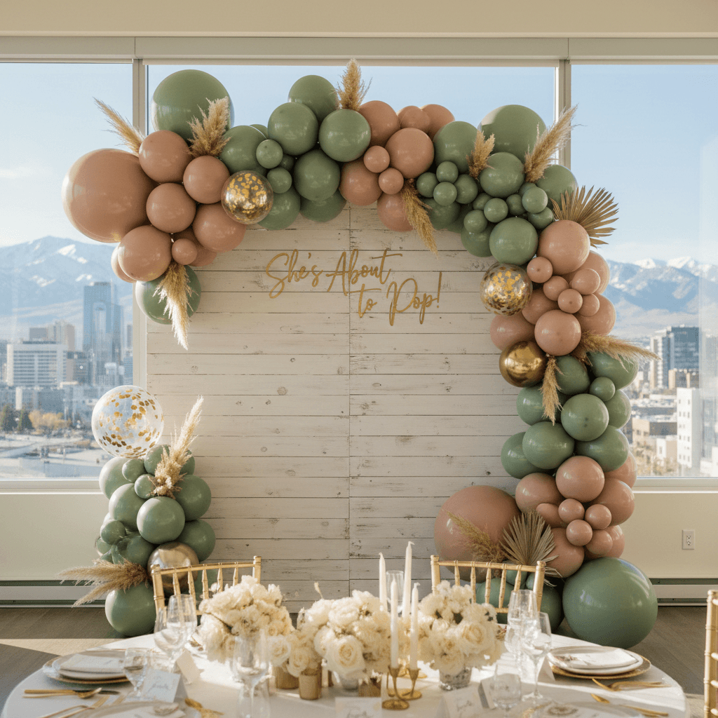 Gender reveal balloon installation - confetti balloons and reveal decor in Salt Lake County, Utah
